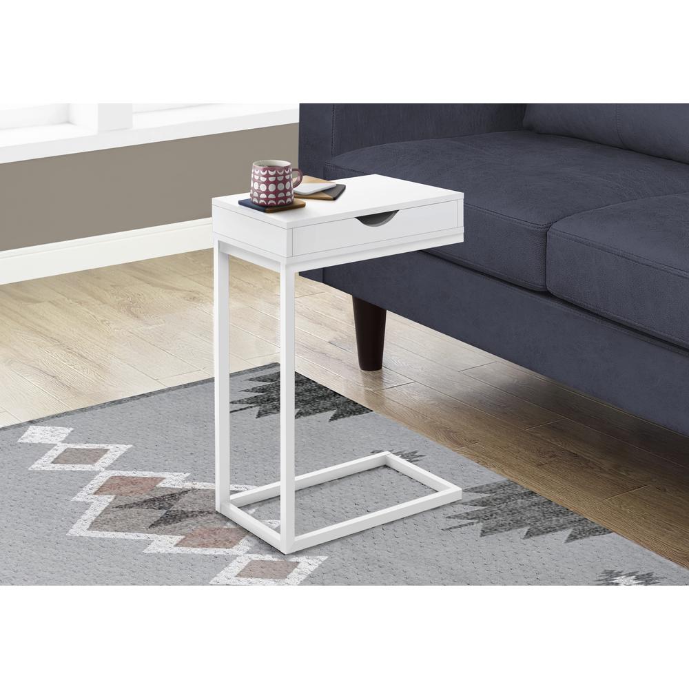 Accent Table, C-shaped, End, Side, Snack, Storage Drawer, Living Room. Picture 2