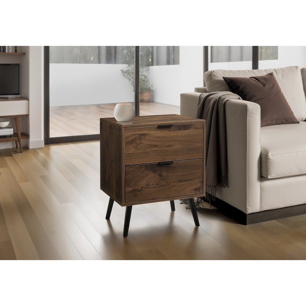 Accent Table, Storage Drawer, Walnut Laminate, Modern, Contemporary. Picture 2