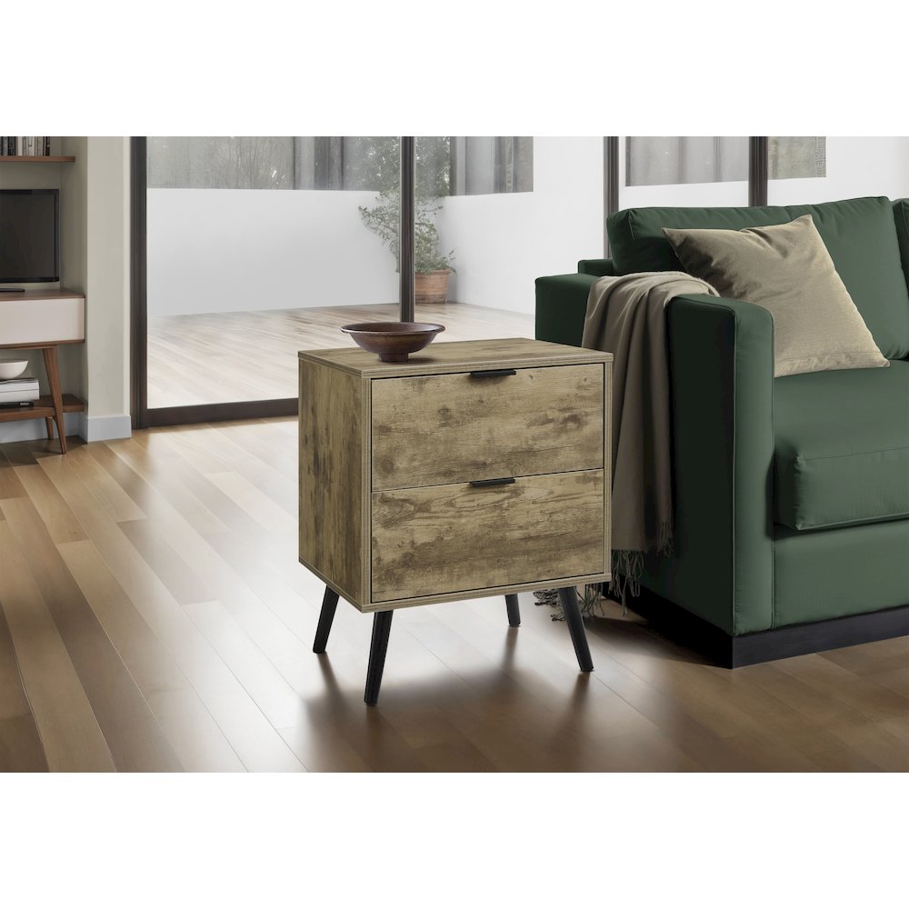 Accent Table, Storage Drawer, Light Brown Laminate, Modern, Contemporary. Picture 2
