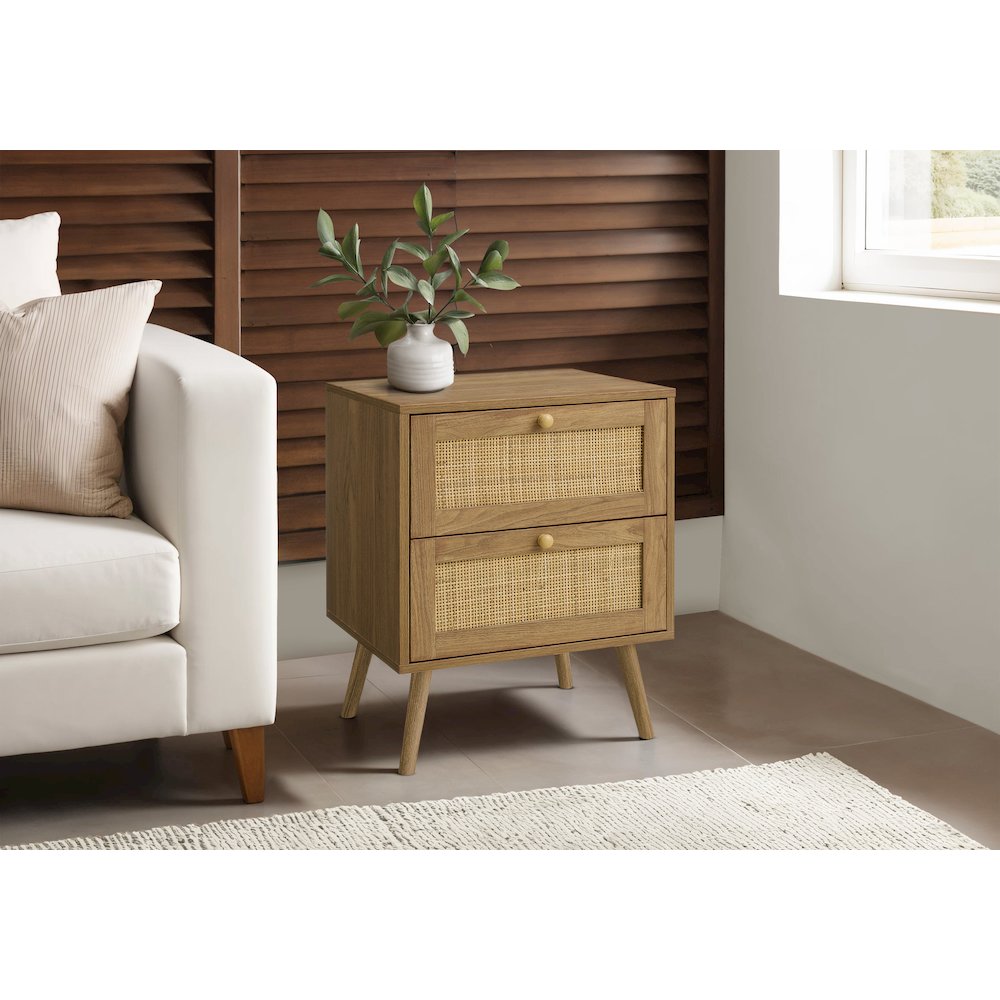 Accent Table,  Storage Drawer, Walnut Laminate, Modern, Contemporary. Picture 2