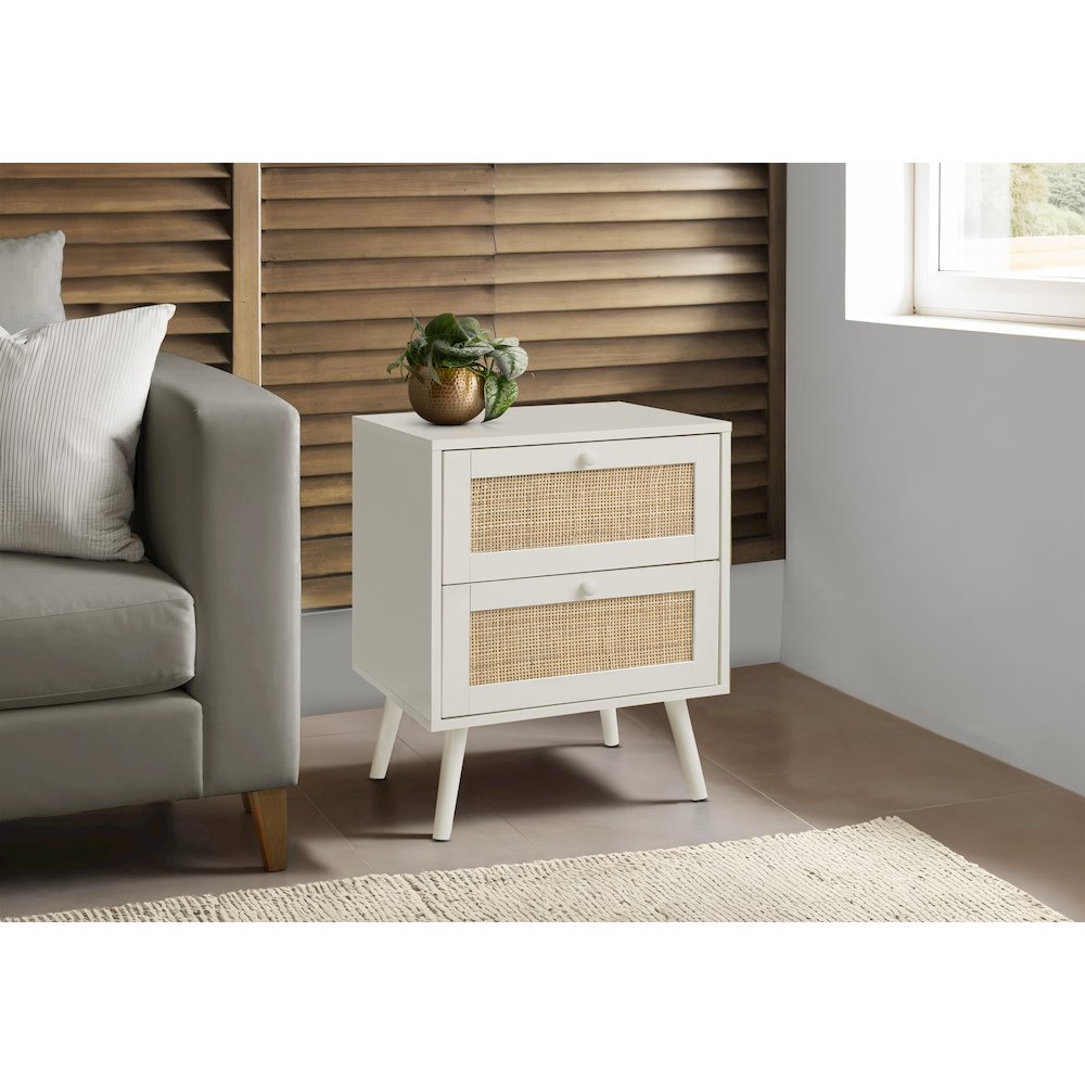 Accent Table,  Storage Drawer, White Laminate, Modern, Contemporary. Picture 2