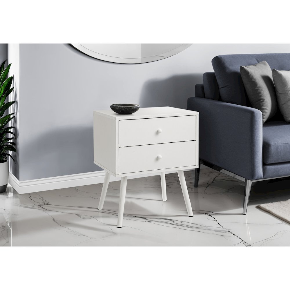 Accent Table, Storage Drawer, White Laminate, Modern, Contemporary. Picture 2