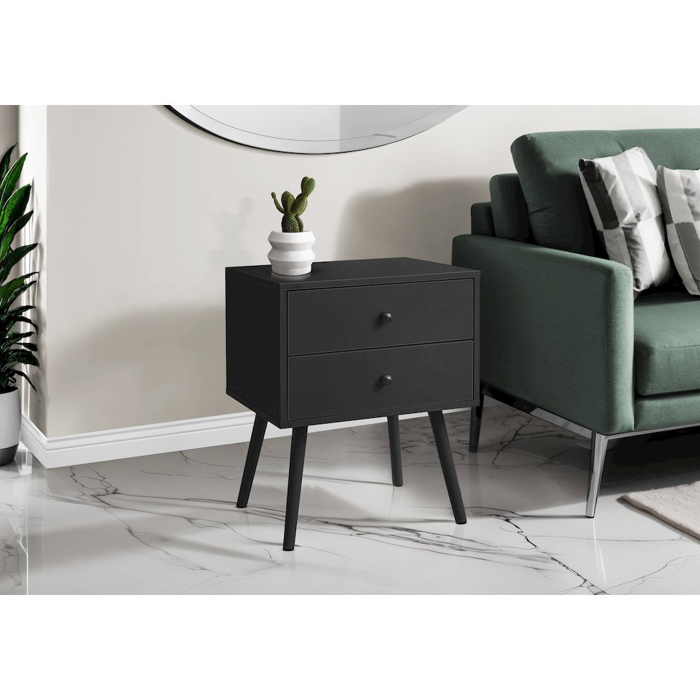 Accent Table, Storage Drawer, Black Laminate, Modern, Contemporary. Picture 2