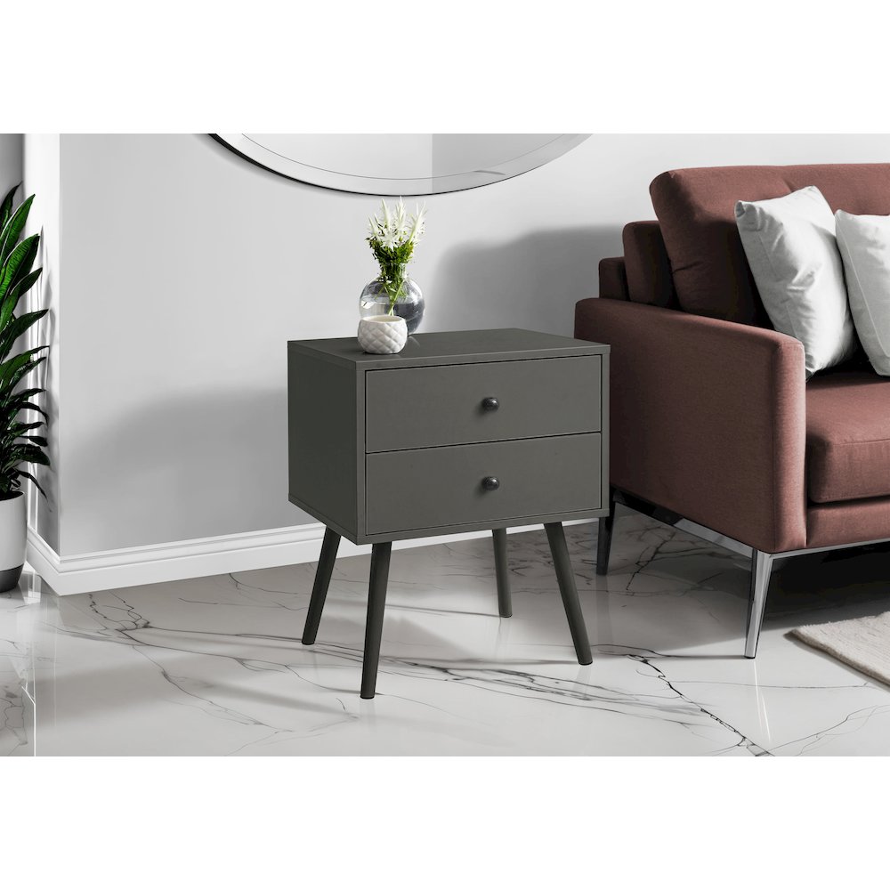 Accent Table, Storage Drawer, Grey Laminate, Modern, Contemporary. Picture 2