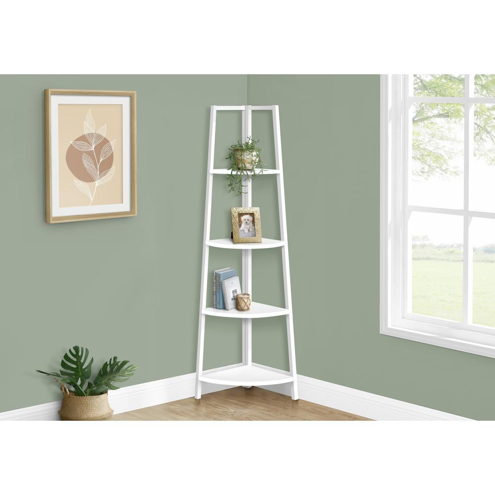 Bookshelf, Bookcase, Etagere, Corner, 4 Tier, 60H, Office, Bedroom. Picture 8