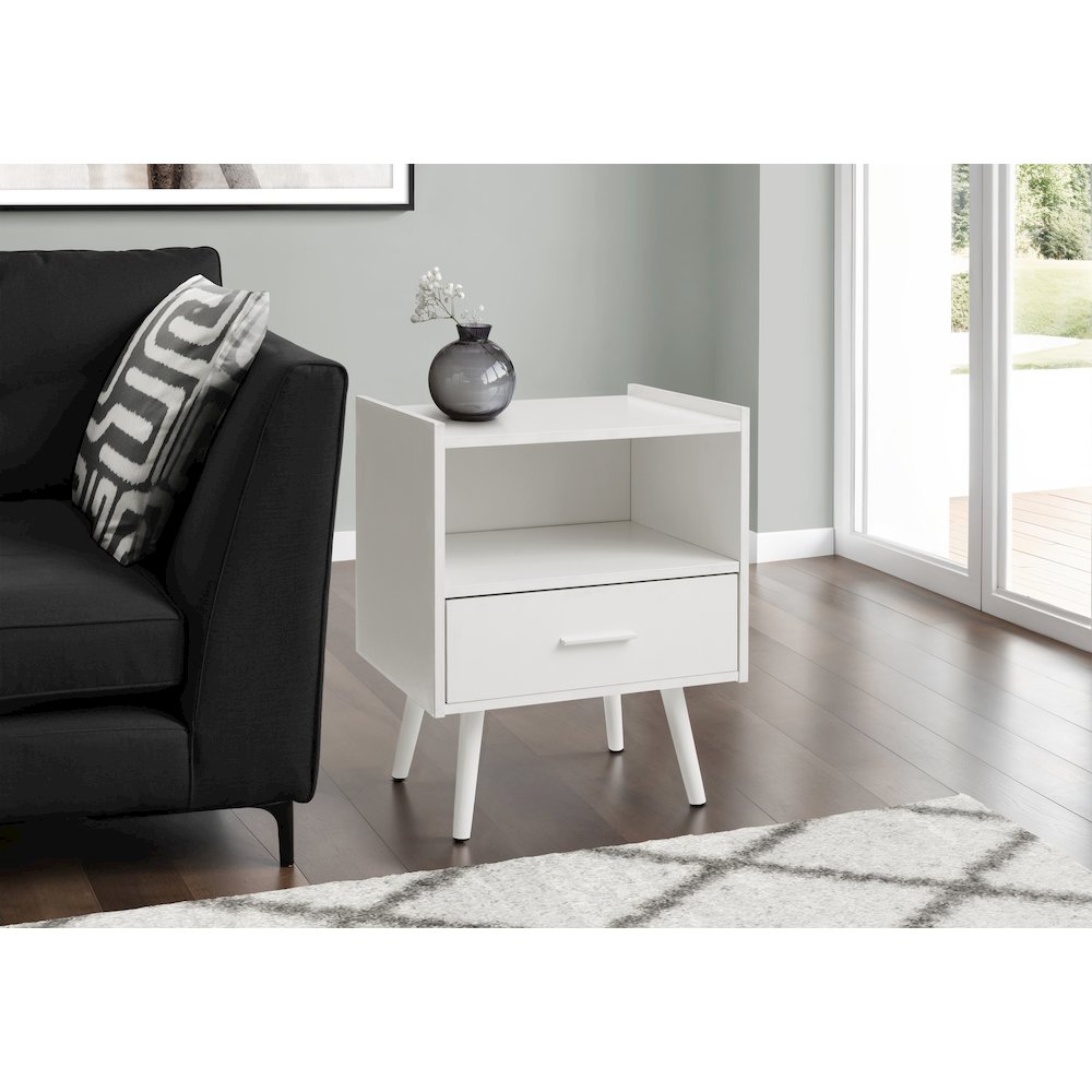 Accent Table,  Living Room, White Laminate, Contemporary, Modern. Picture 2