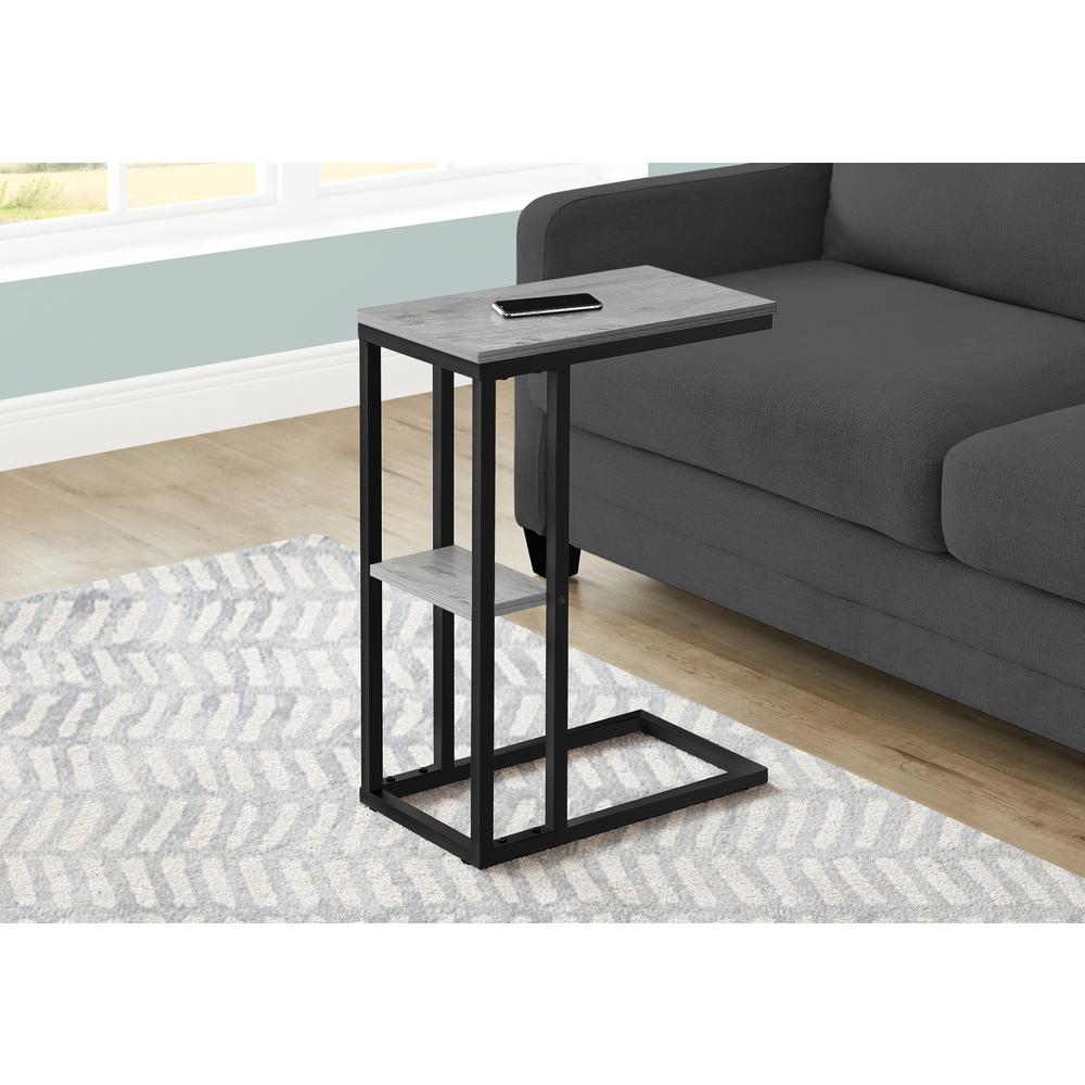 Accent Table, C-shaped, End, Side, Snack, Living Room, Bedroom, Grey Laminate. Picture 8