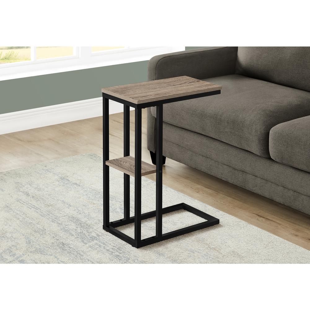 Accent Table, C-shaped, End, Side, Snack, Living Room, Bedroom, Brown Laminate. Picture 8