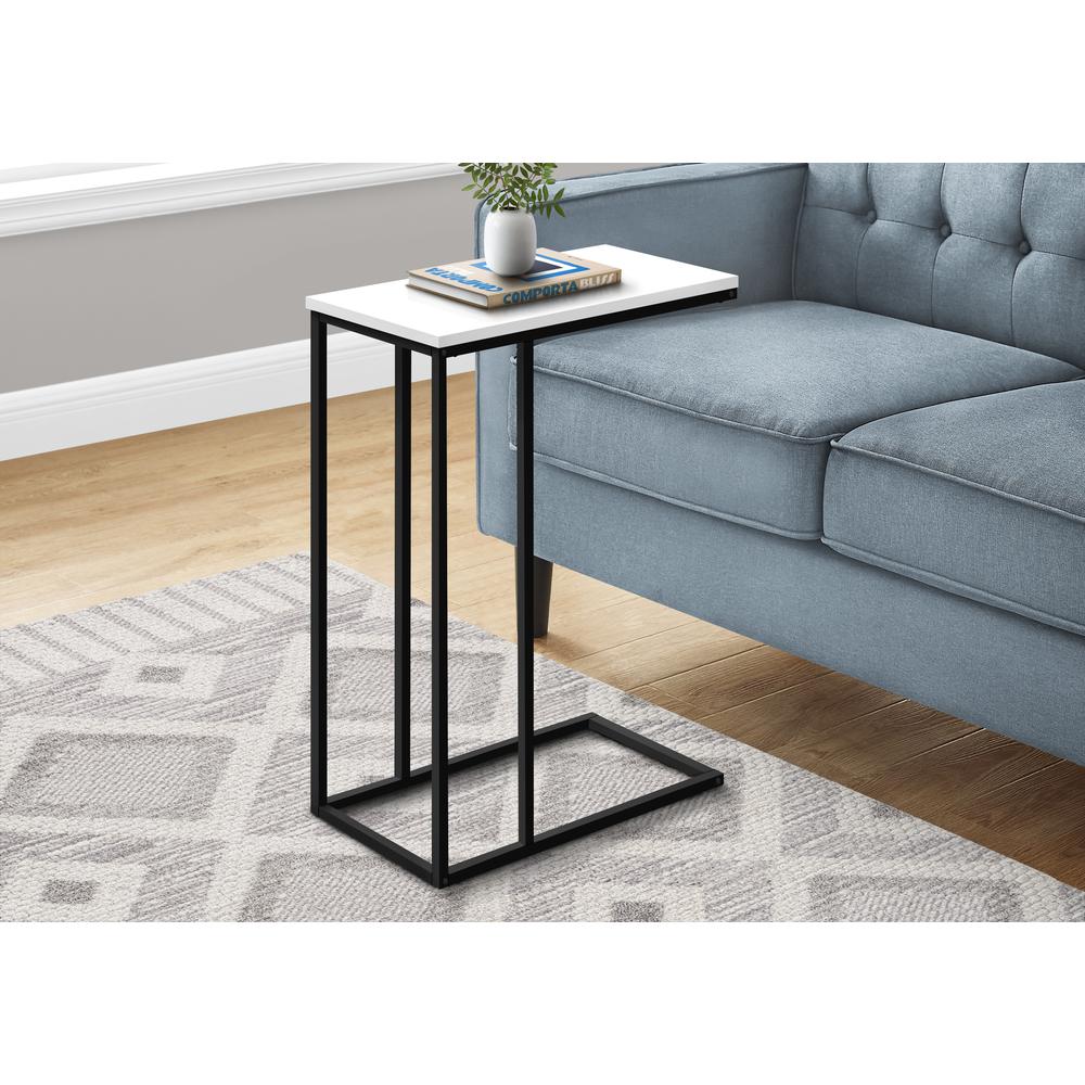 Accent Table, C-shaped, End, Side, Snack, Living Room, Bedroom, White Laminate. Picture 2