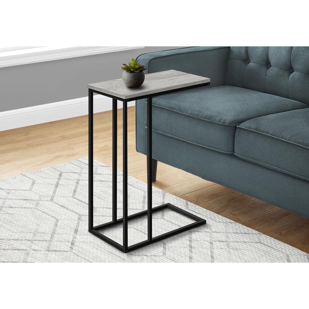 Accent Table, C-shaped, End, Side, Snack, Living Room, Bedroom, Grey Laminate. Picture 2