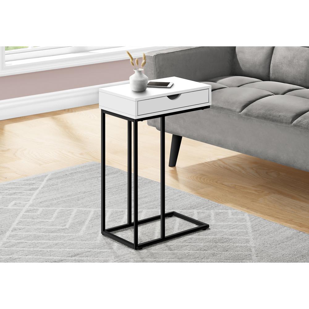 Accent Table, C-shaped, End, Side, Snack, Storage Drawer, Living Room. Picture 2