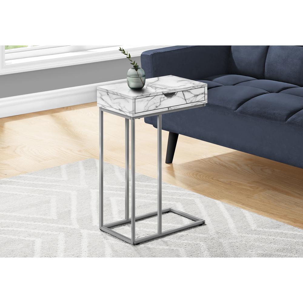 Accent Table, C-shaped, End, Side, Snack, Storage Drawer, Living Room, Bedroom. Picture 2