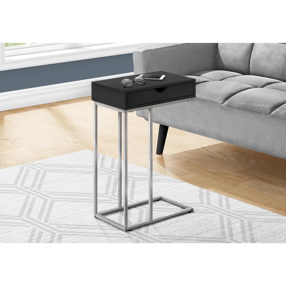 Accent Table, C-shaped, End, Side, Snack, Storage Drawer, Living Room, Bedroom. Picture 2