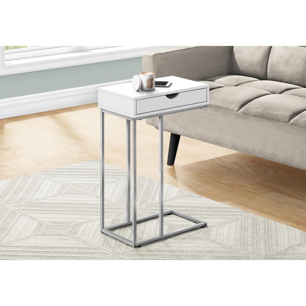 Accent Table, C-shaped, End, Side, Snack, Storage Drawer, Living Room, Bedroom. Picture 2