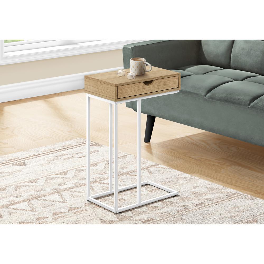 Accent Table, C-shaped, End, Side, Snack, Storage Drawer, Living Room, Bedroom. Picture 2