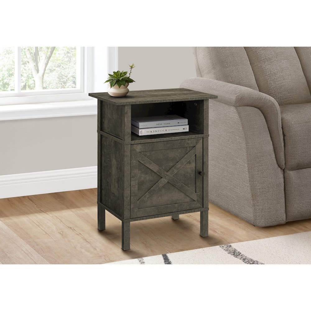 Accent Table, Small, Storage, Dark Bronze Laminate, Transitional. Picture 2