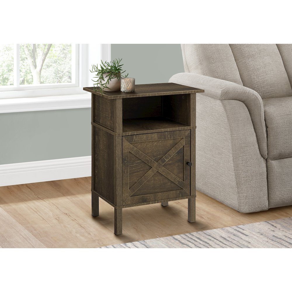 Accent Table, Small, Storage, Dark Oak Laminate, Transitional. Picture 2