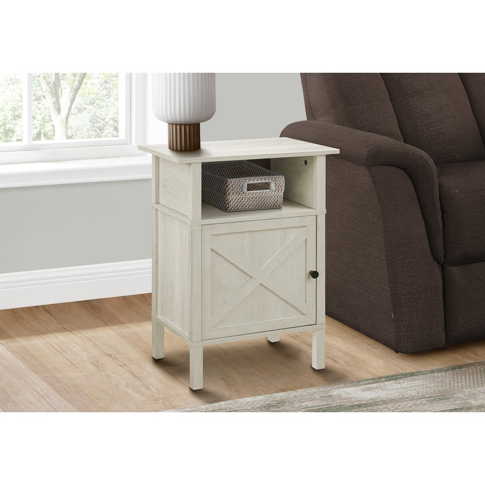 Accent Table, Small, Storage, Washed Oak Laminate, Transitional. Picture 2