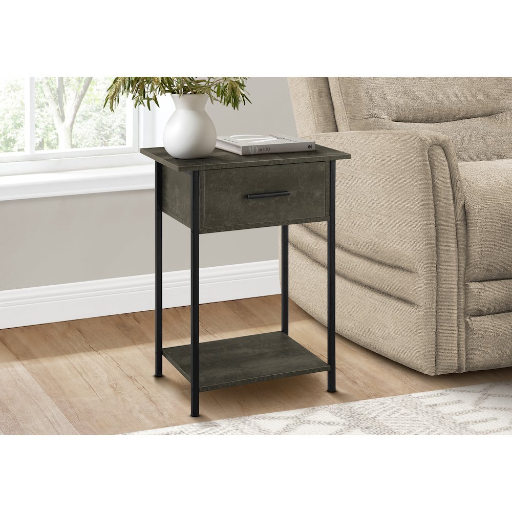 Accent Table, 2 Tier, End,  Black Metal, Contemporary. Picture 2