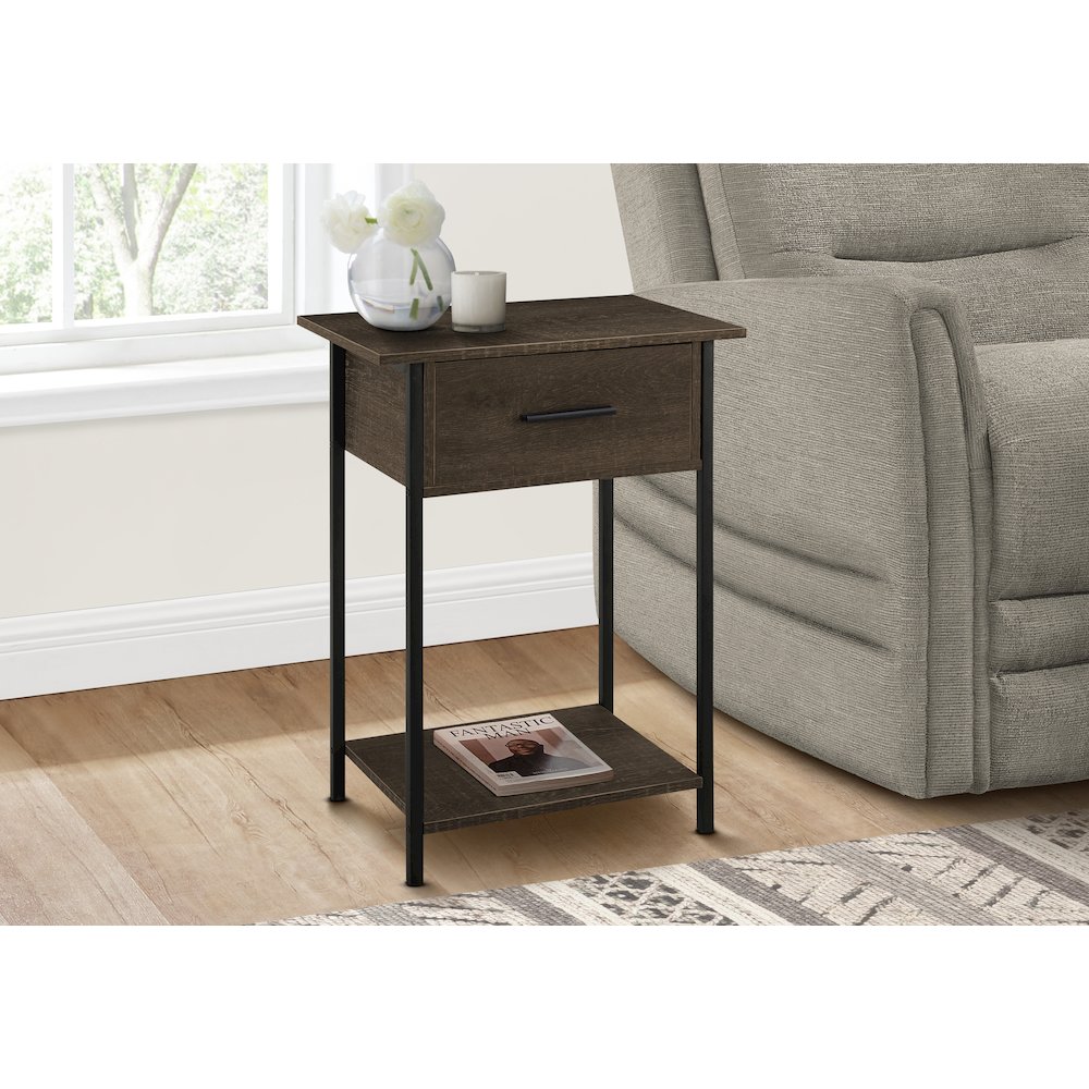 Accent Table, 2 Tier, End, Black Metal, Contemporary. Picture 2
