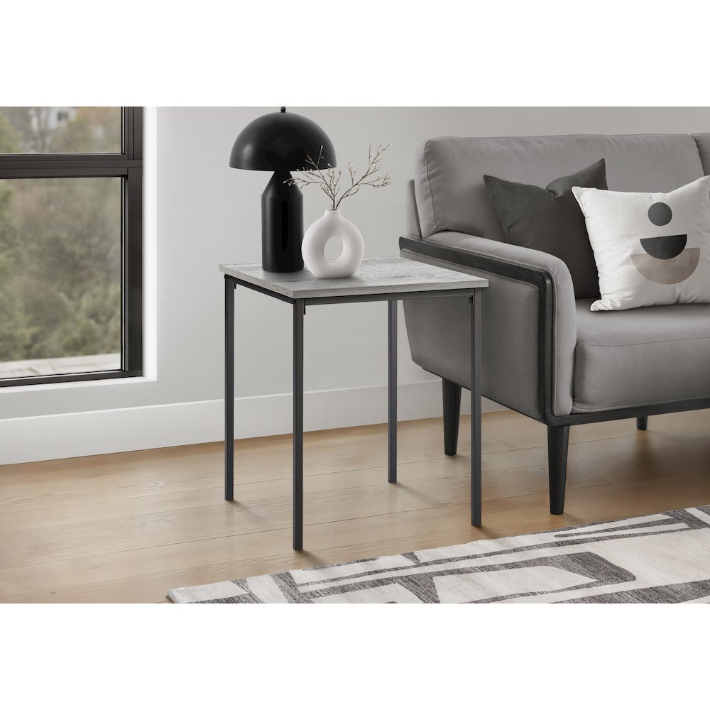 Accent Table, 22 H, Side Table, End, Small, Nightstand, Square, Grey Laminate. Picture 2