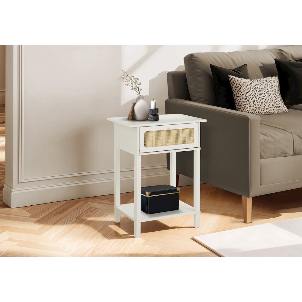 Accent Table, Bedroom, Living Room, White Laminate, Transitional. Picture 2