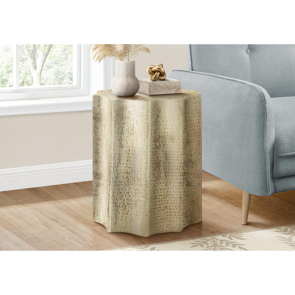 Accent Table, Drum, Side, End, Nightstand, Lamp, Living Room, Bedroom, Gold. Picture 5