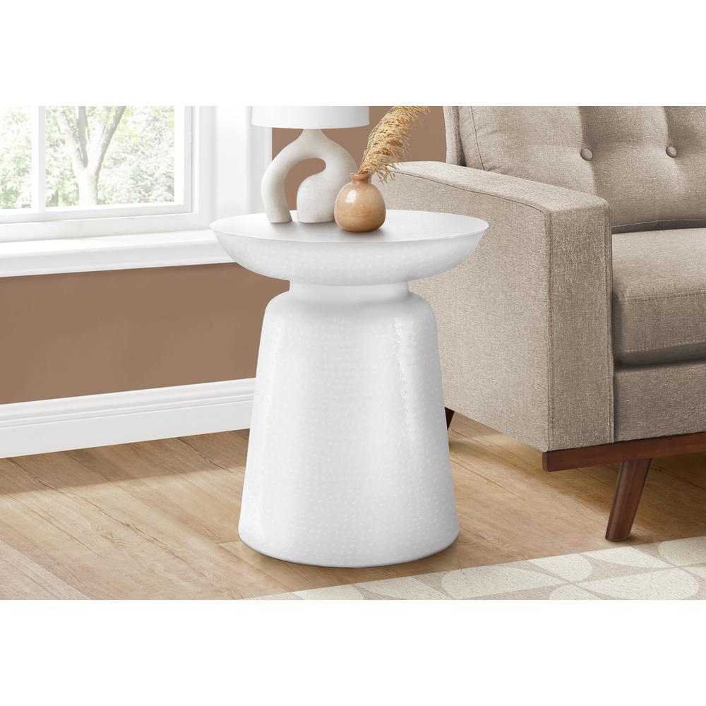 Accent Table, Drum, Side, End, Nightstand, Lamp, Living Room, Bedroom, White. Picture 5