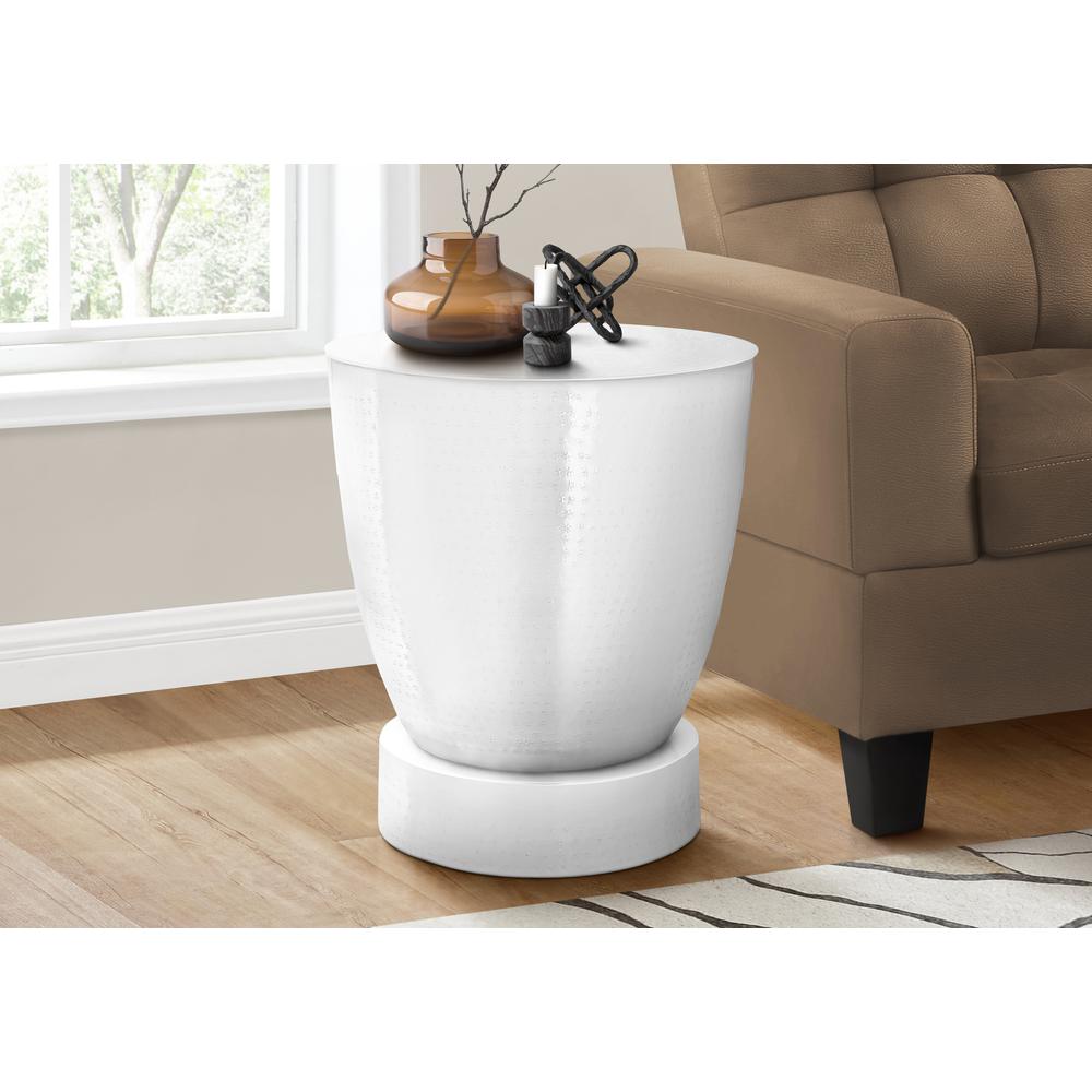 Accent Table, Drum, Side, End, Nightstand, Lamp, Living Room, Bedroom, White. Picture 5
