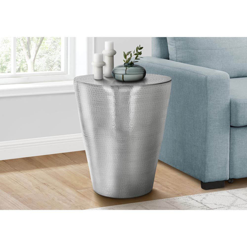 Accent Table, Drum, Side, End, Nightstand, Lamp, Living Room, Bedroom, Chrome. Picture 5