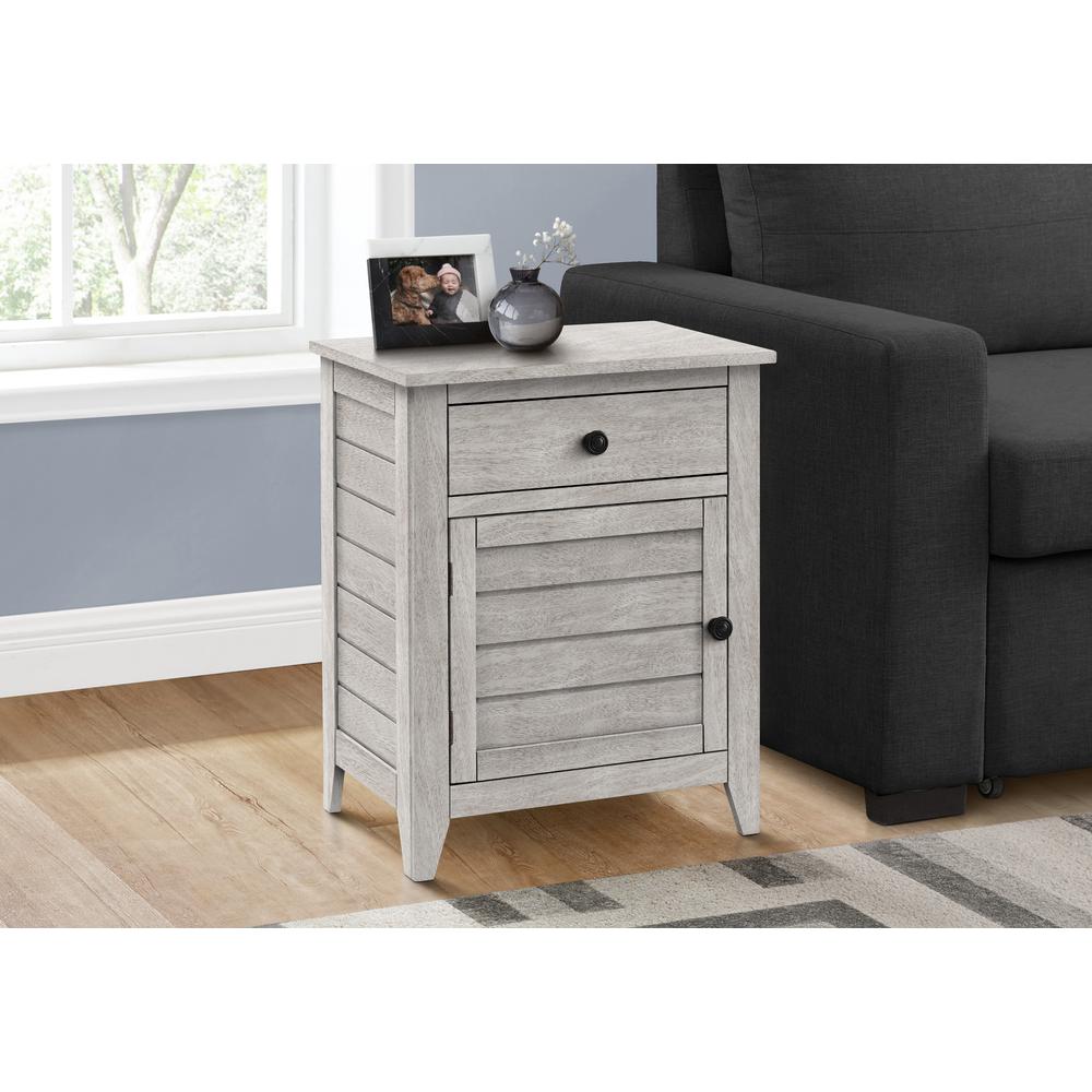 Accent Table, Nightstand, Storage Drawer, End, Side Table, Grey Veneer. Picture 2
