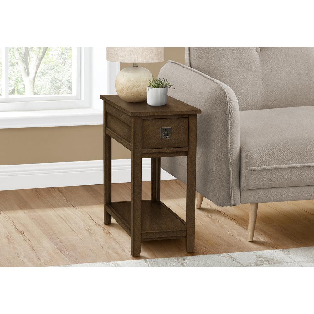 Accent Table, End, Side Table, Nightstand, Bedroom, Narrow, Storage Drawer. Picture 2