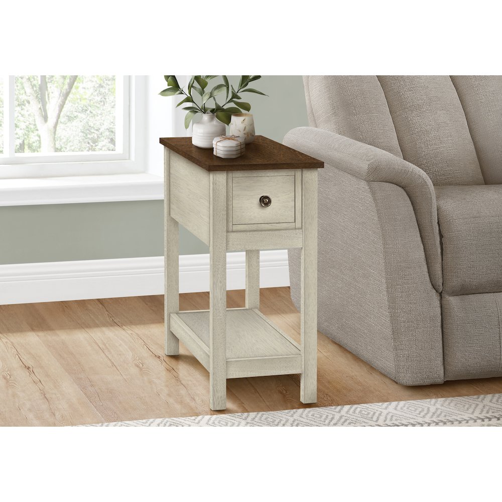 Transitional Accent Table in White,Espresso color. Picture 8