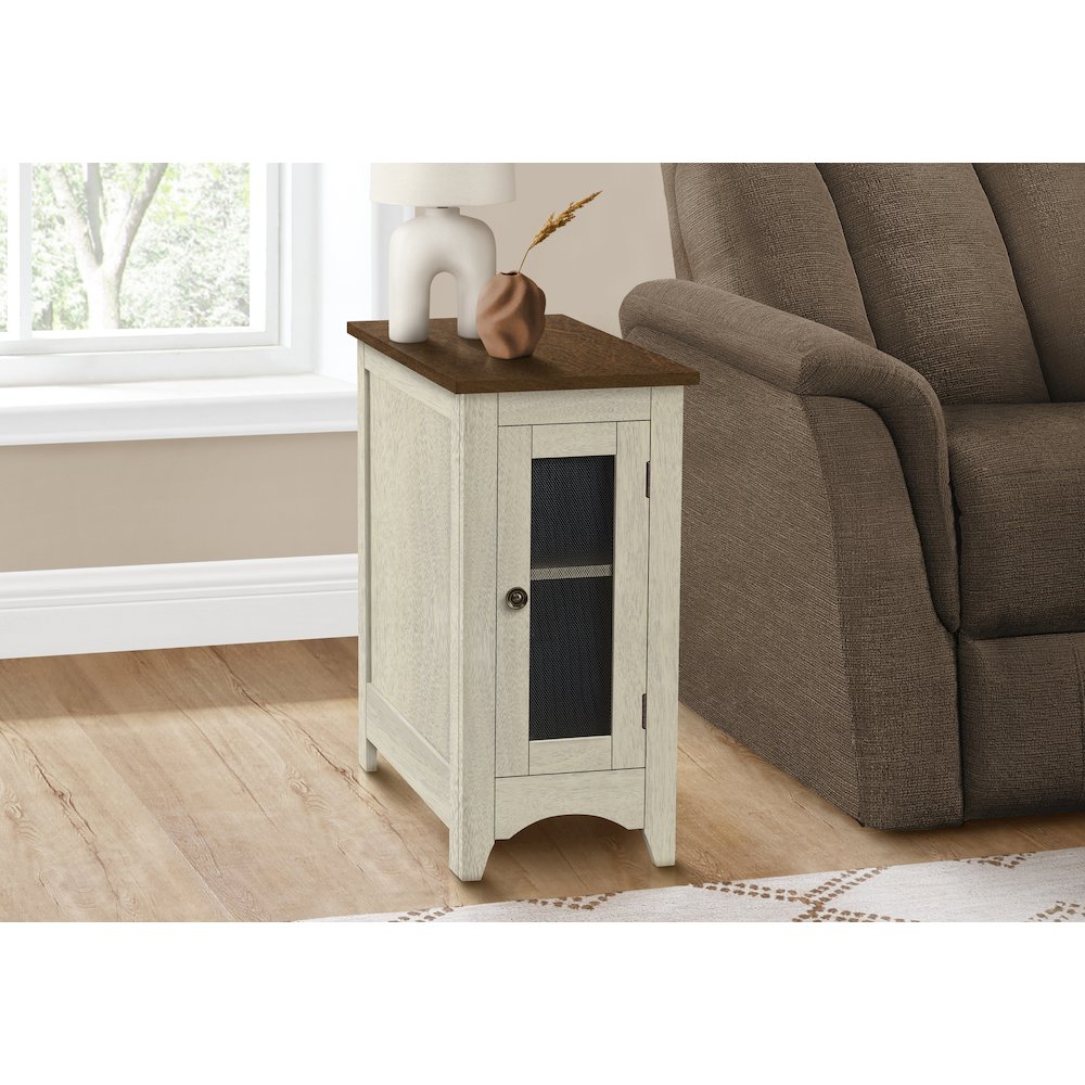 Transitional Accent Table in White,Espresso color. Picture 2