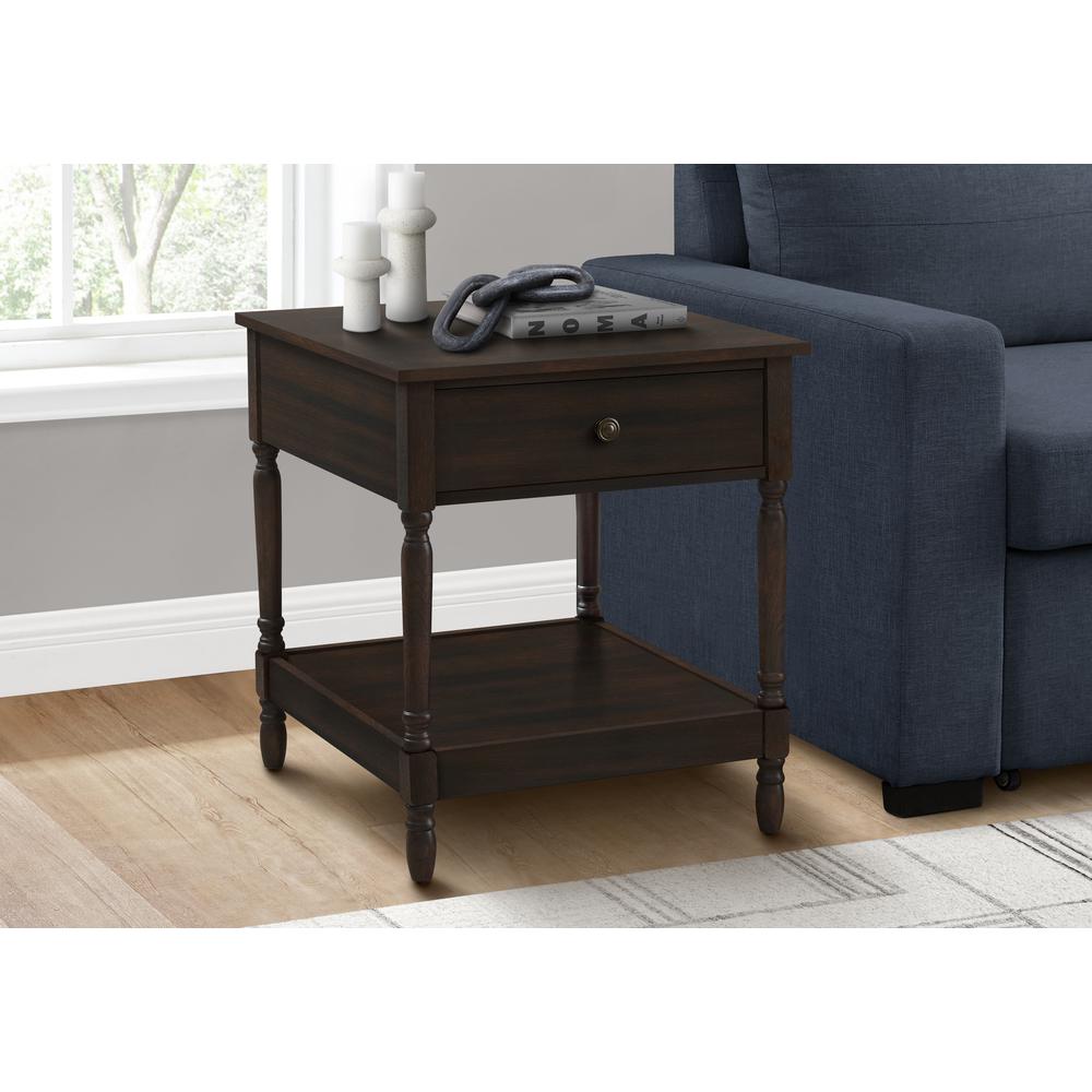 Accent Table, 2 Tier, End, Side Table, Square, Nightstand, Bedroom. Picture 2