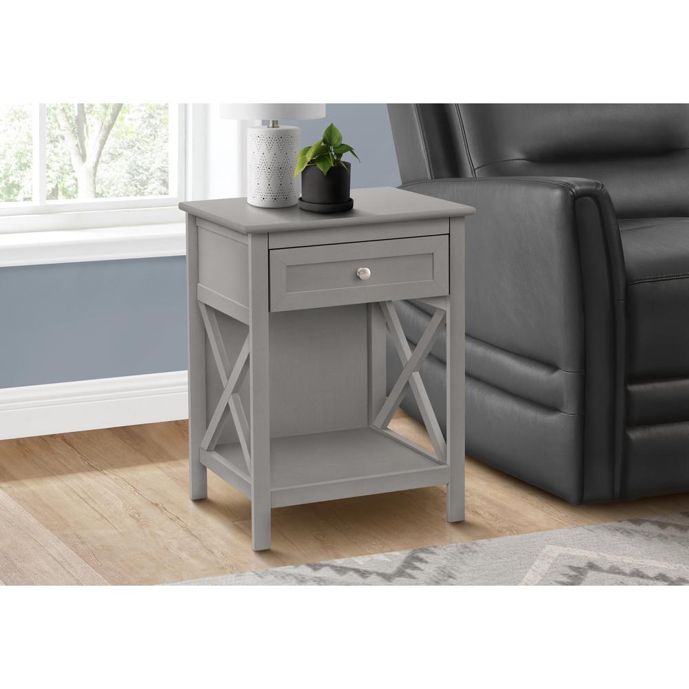 Accent Table, End, Side Table, 2 Tier, Bedroom, Nightstand, Lamp, Storage Drawer. Picture 2