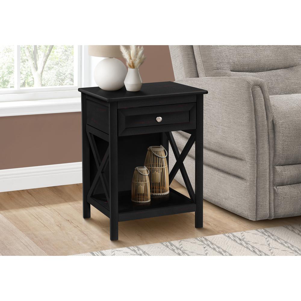 Accent Table, End, Side Table, 2 Tier, Bedroom, Nightstand, Lamp, Storage Drawer. Picture 2
