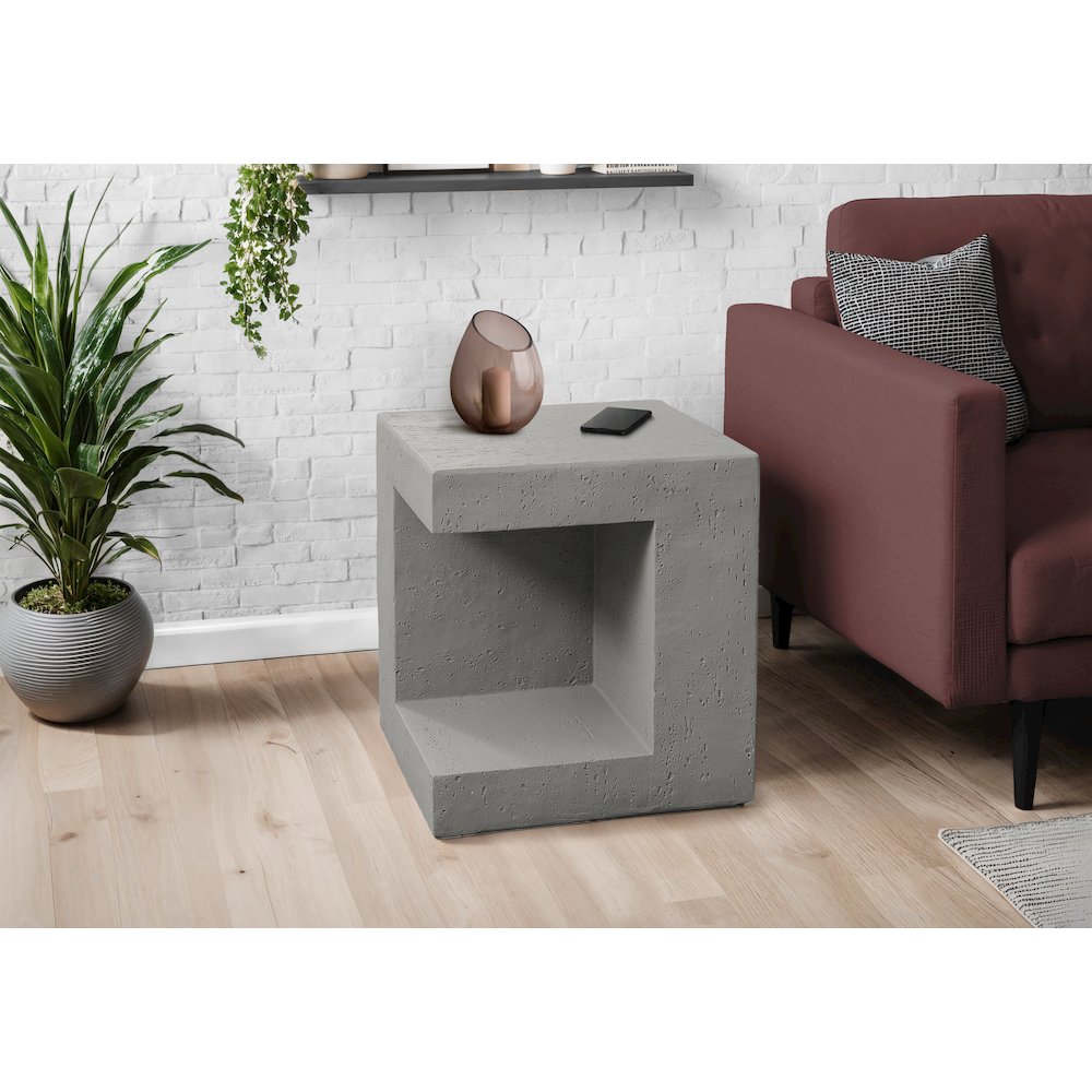 Accent Table, 25H, Side Table, Nightstand, End, Square, Grey, Contemporary. Picture 8