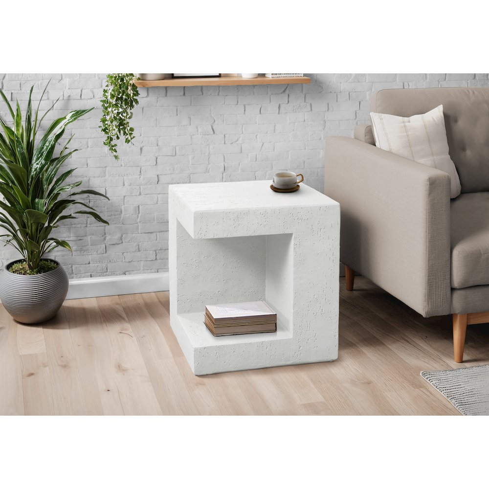 Accent Table, 25H, Side Table, Nightstand, End, Square, White, Contemporary. Picture 2