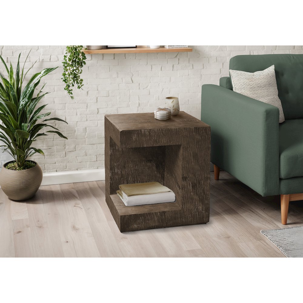 Accent Table, 25H, Side Table, Nightstand, End, Square, Walnut, Contemporary. Picture 8
