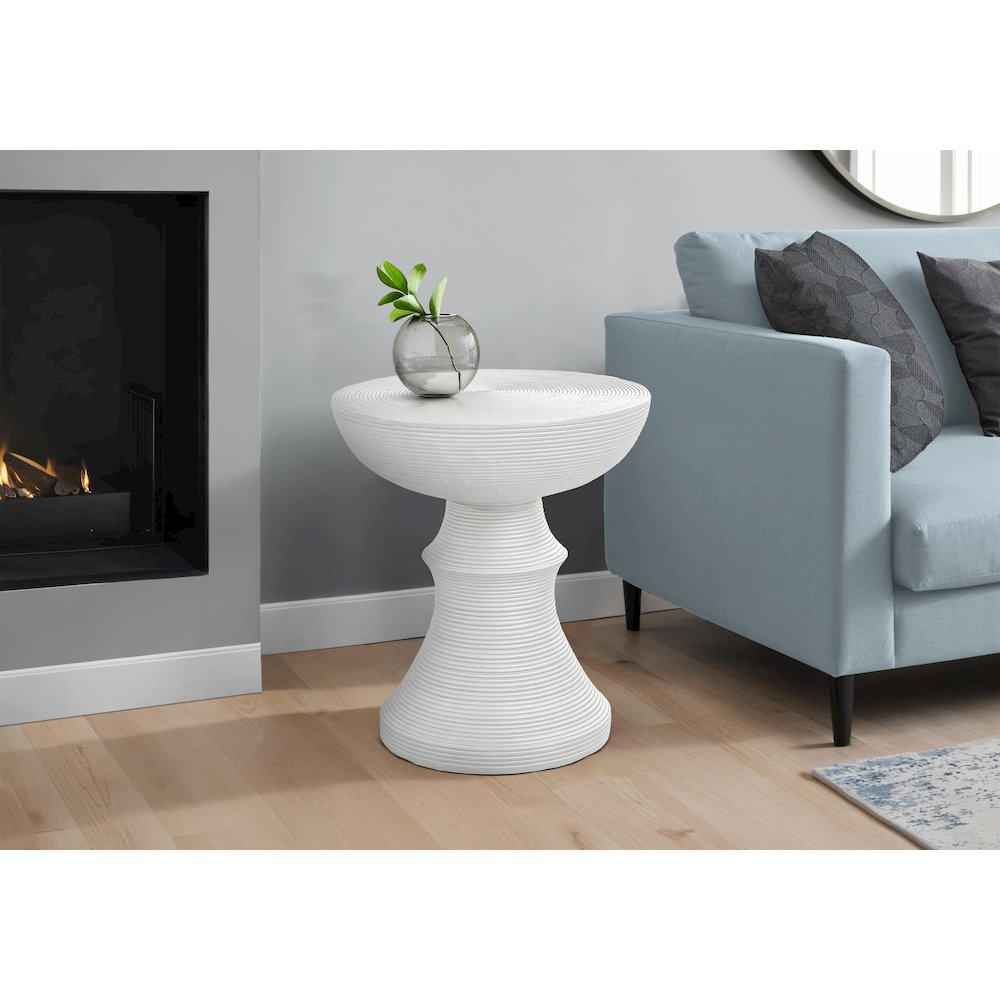 Accent Table, 25H, Side Table, End, Nightstand, Round, White, Contemporary. Picture 2