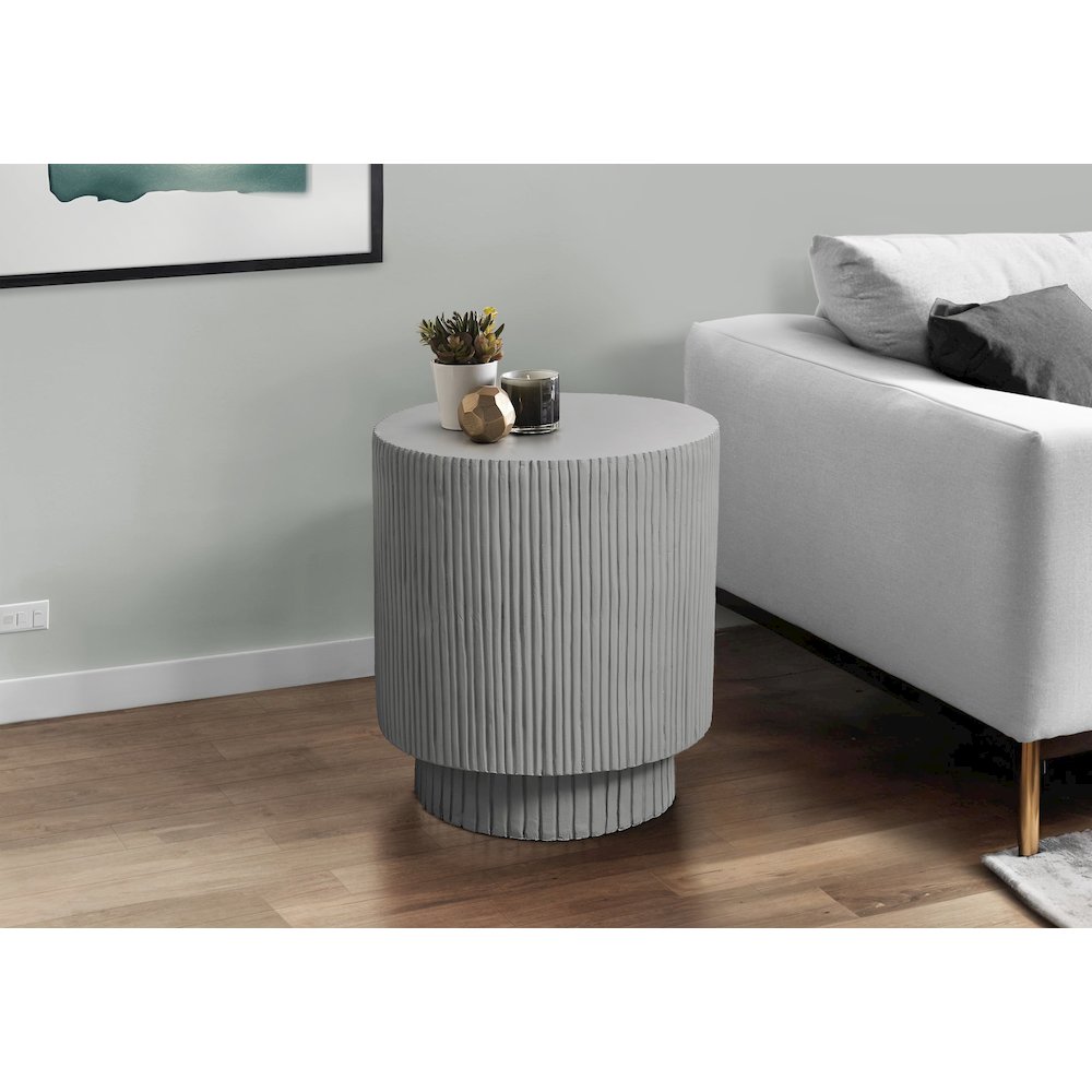 Accent Table, 25H, End, Nightstand, Round, Side Table, Grey, Contemporary. Picture 2