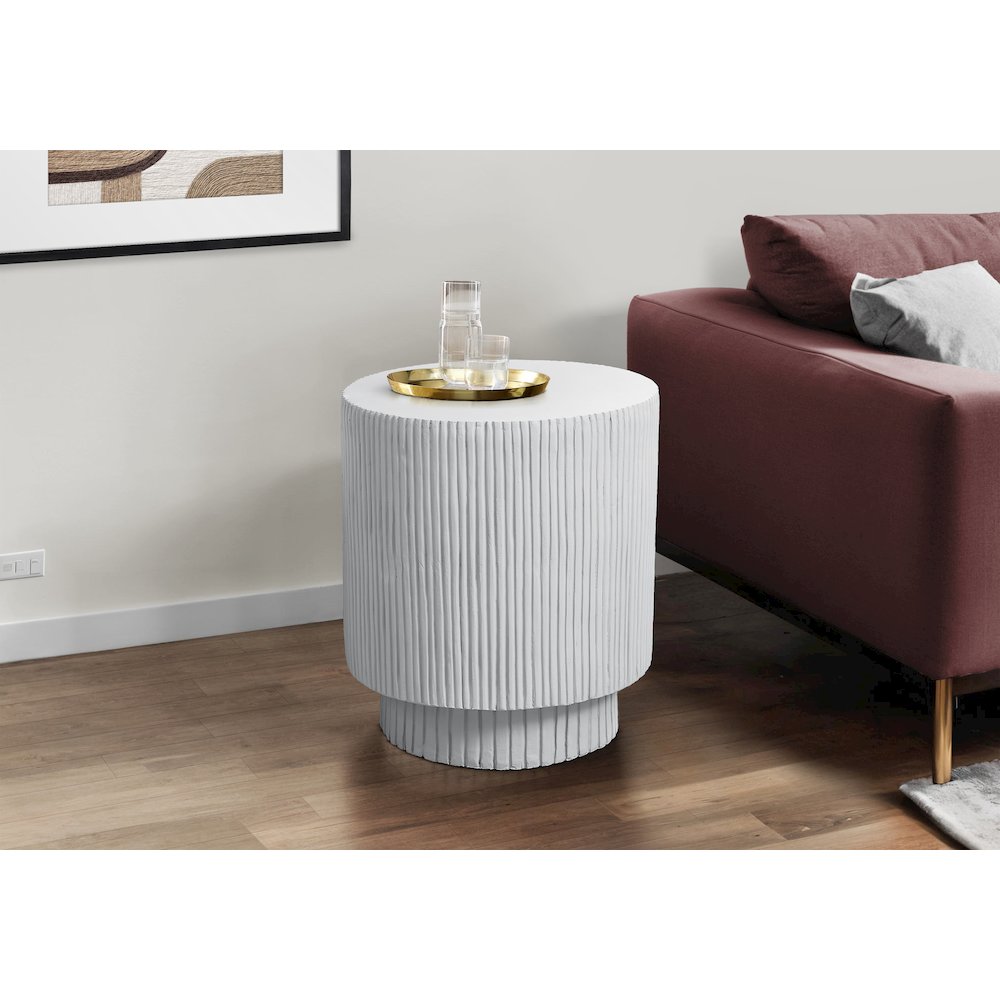 Accent Table, 25H, End, Nightstand, Round, Side Table, White, Contemporary. Picture 7