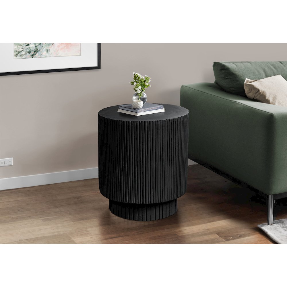 Accent Table, 25H, End, Nightstand, Round, Side Table, Black, Contemporary. Picture 2
