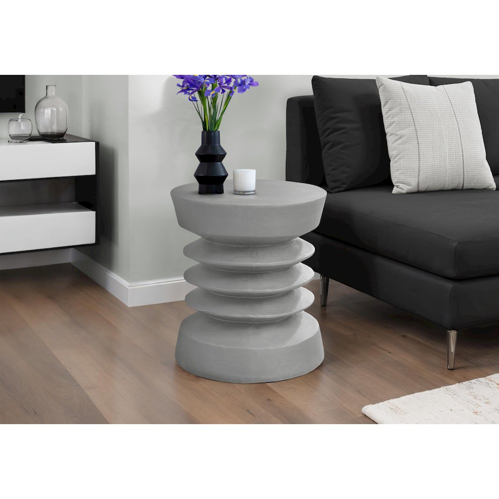 Accent Table, 25H, Side Table, End, Nightstand, Round, Grey, Contemporary. Picture 5