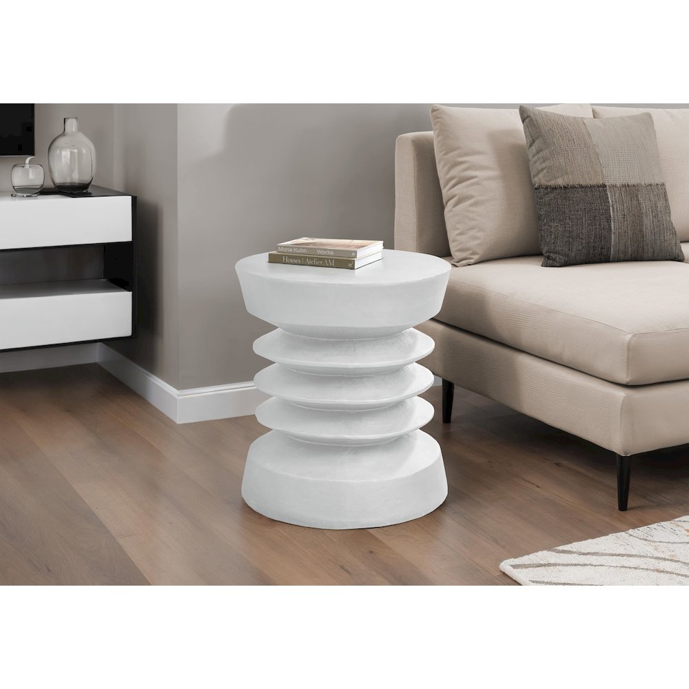 Accent Table, 25H, Side Table, End, Nightstand, Round, White, Contemporary. Picture 2