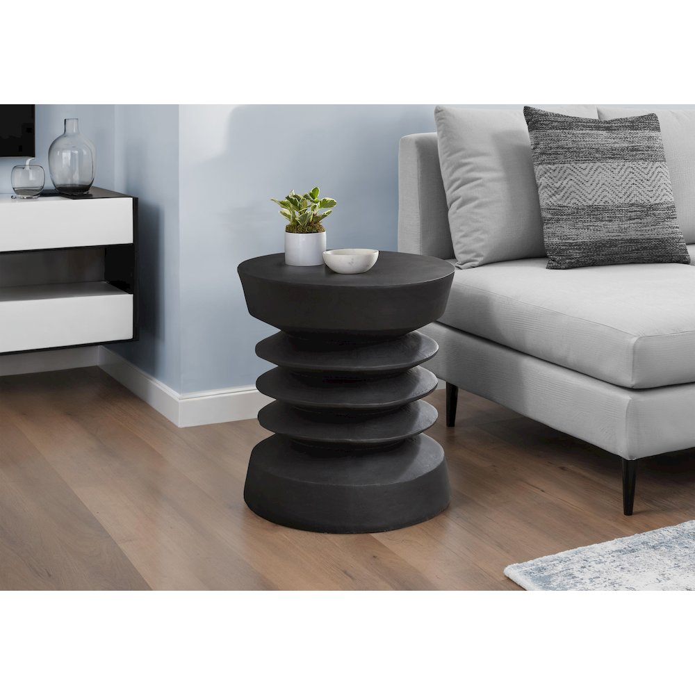 Accent Table, 25H, Side Table, End, Nightstand, Round, Black, Contemporary. Picture 2