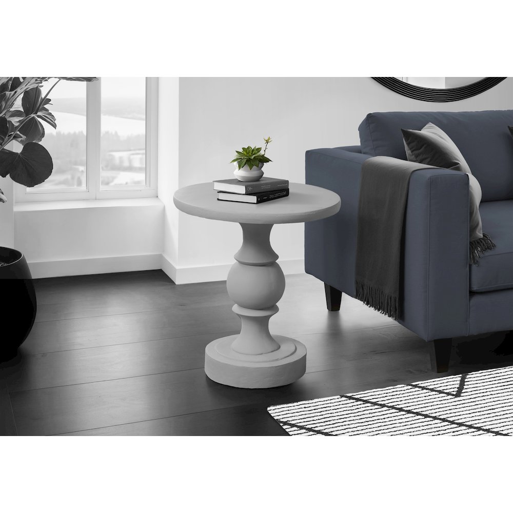 Accent Table, 25H, End, Nightstand, Round, Side Table, Grey, Transitional. Picture 2