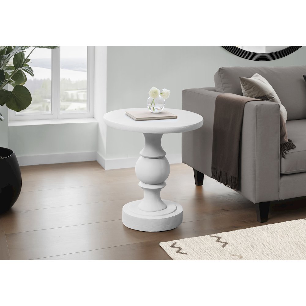 Accent Table, 25H, End, Nightstand, Round, Side Table, White, Transitional. Picture 2