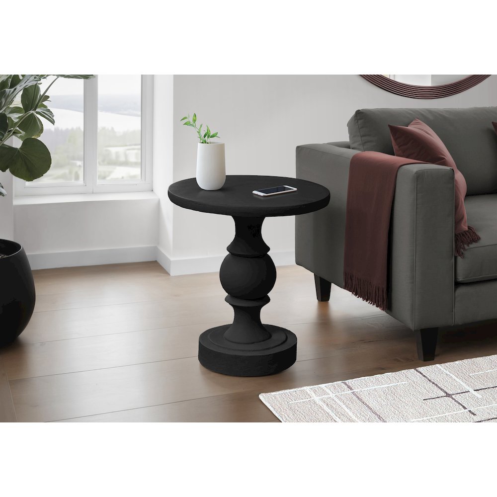 Accent Table, 25H, End, Nightstand, Round, Side Table, Black, Transitional. Picture 5
